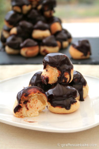 profiteroles with warm chocolate sauce
