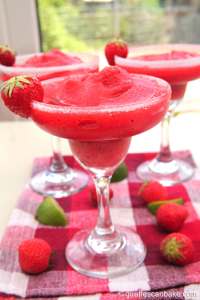 Strawberry Black Pepper Frozen Margarita - a summery frozen margarita with a black pepper kick, the perfect drink for all summer long! So easy to make too, all you need is a blender!